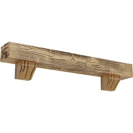 Kit W/ Ashford Corbels, NaturaL Pine, 8H X 10D X 84W Sandblasted Faux Wood Fireplace ManteL